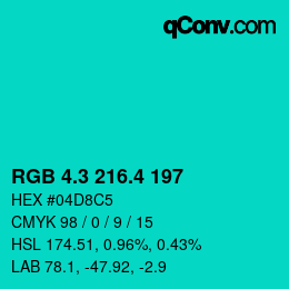カラーコード: RGB 4.3 216.4 197 | qconv.com
