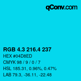 カラーコード: RGB 4.3 216.4 237 | qconv.com