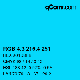 カラーコード: RGB 4.3 216.4 251 | qconv.com
