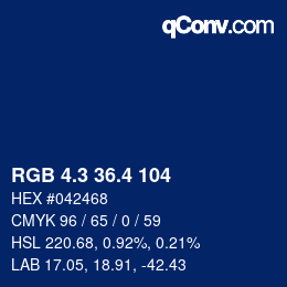 カラーコード: RGB 4.3 36.4 104 | qconv.com