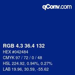 カラーコード: RGB 4.3 36.4 132 | qconv.com