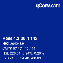 カラーコード: RGB 4.3 36.4 142 | qconv.com