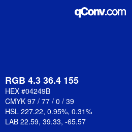 カラーコード: RGB 4.3 36.4 155 | qconv.com