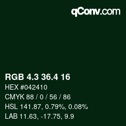 カラーコード: RGB 4.3 36.4 16 | qconv.com