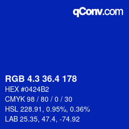 カラーコード: RGB 4.3 36.4 178 | qconv.com