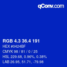 カラーコード: RGB 4.3 36.4 191 | qconv.com