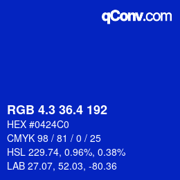 カラーコード: RGB 4.3 36.4 192 | qconv.com