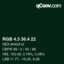 カラーコード: RGB 4.3 36.4 22 | qconv.com