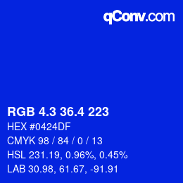 カラーコード: RGB 4.3 36.4 223 | qconv.com