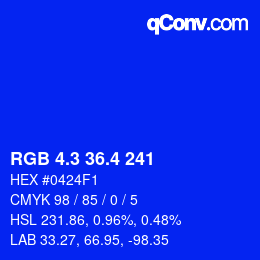 カラーコード: RGB 4.3 36.4 241 | qconv.com