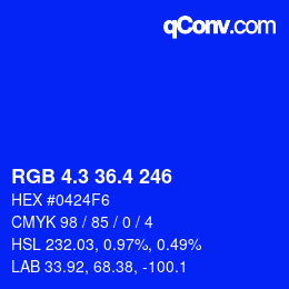 カラーコード: RGB 4.3 36.4 246 | qconv.com