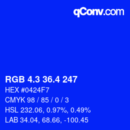 カラーコード: RGB 4.3 36.4 247 | qconv.com