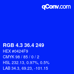 カラーコード: RGB 4.3 36.4 249 | qconv.com