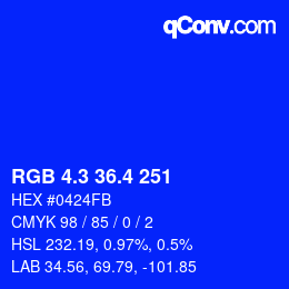 カラーコード: RGB 4.3 36.4 251 | qconv.com