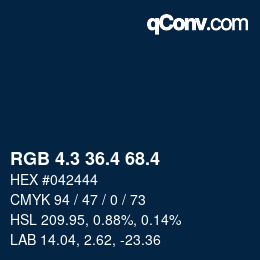 カラーコード: RGB 4.3 36.4 68.4 | qconv.com