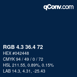 カラーコード: RGB 4.3 36.4 72 | qconv.com
