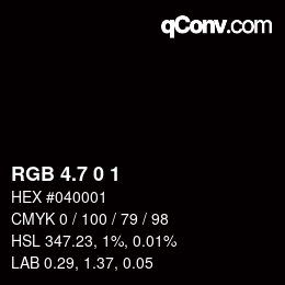 カラーコード: RGB 4.7 0 1 | qconv.com