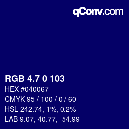 カラーコード: RGB 4.7 0 103 | qconv.com