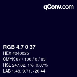 カラーコード: RGB 4.7 0 37 | qconv.com