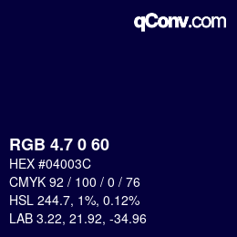 カラーコード: RGB 4.7 0 60 | qconv.com