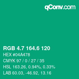 カラーコード: RGB 4.7 164.6 120 | qconv.com