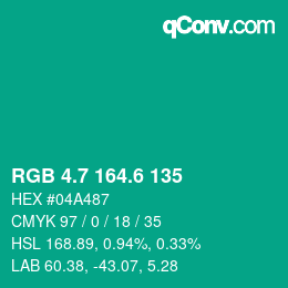 カラーコード: RGB 4.7 164.6 135 | qconv.com