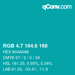 カラーコード: RGB 4.7 164.6 168 | qconv.com