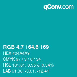 カラーコード: RGB 4.7 164.6 169 | qconv.com