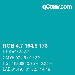 カラーコード: RGB 4.7 164.6 173 | qconv.com