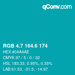 カラーコード: RGB 4.7 164.6 174 | qconv.com