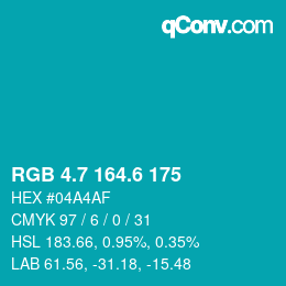 カラーコード: RGB 4.7 164.6 175 | qconv.com