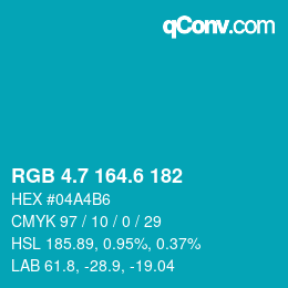 カラーコード: RGB 4.7 164.6 182 | qconv.com