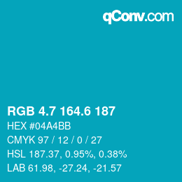 カラーコード: RGB 4.7 164.6 187 | qconv.com