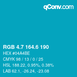 カラーコード: RGB 4.7 164.6 190 | qconv.com