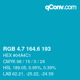 カラーコード: RGB 4.7 164.6 193 | qconv.com