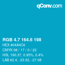 カラーコード: RGB 4.7 164.6 198 | qconv.com