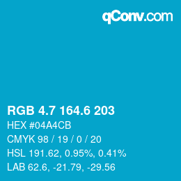 カラーコード: RGB 4.7 164.6 203 | qconv.com