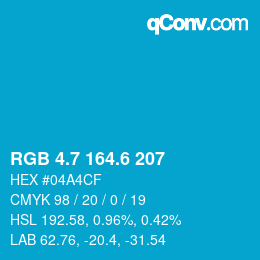 カラーコード: RGB 4.7 164.6 207 | qconv.com