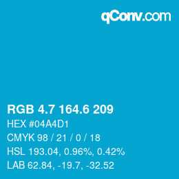 カラーコード: RGB 4.7 164.6 209 | qconv.com