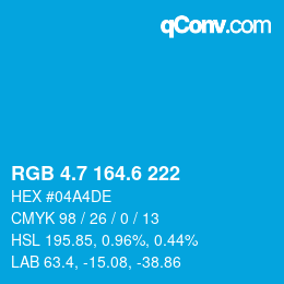 カラーコード: RGB 4.7 164.6 222 | qconv.com