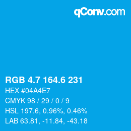カラーコード: RGB 4.7 164.6 231 | qconv.com