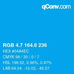 カラーコード: RGB 4.7 164.6 236 | qconv.com