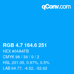 カラーコード: RGB 4.7 164.6 251 | qconv.com