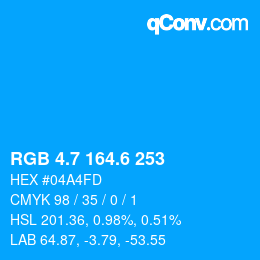 カラーコード: RGB 4.7 164.6 253 | qconv.com