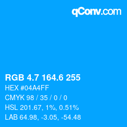 カラーコード: RGB 4.7 164.6 255 | qconv.com