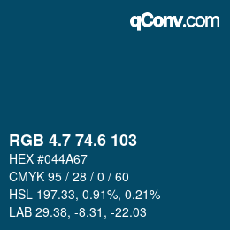 カラーコード: RGB 4.7 74.6 103 | qconv.com