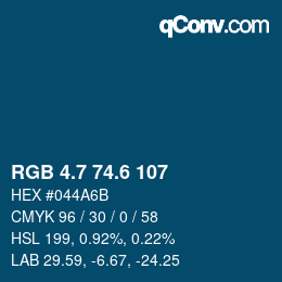 カラーコード: RGB 4.7 74.6 107 | qconv.com