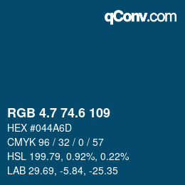 カラーコード: RGB 4.7 74.6 109 | qconv.com