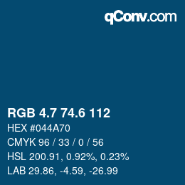 カラーコード: RGB 4.7 74.6 112 | qconv.com