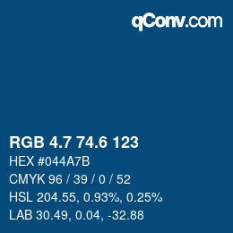 カラーコード: RGB 4.7 74.6 123 | qconv.com